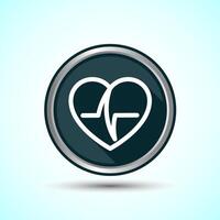 Heartbeat pulse Icon Design Illustration, Icon For Web and mobile application, Gray Round Button Design vector