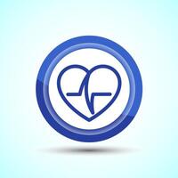 Heartbeat pulse Icon Design Illustration, Icon For Web and mobile application, Round Button Design vector