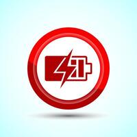 Power, Battery Icon Design Illustration, Icon For Web and mobile application, Red Color Button Design vector