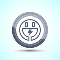 Electricity, Power, Plug Icon Design Illustration, Icon For Web and mobile application, Gray Color Button Design vector