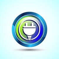 Electricity, Power, Plug Icon Design Illustration, Icon For Web and mobile application, Glossy Round Button Design vector