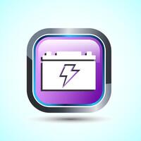Power, Battery Icon Design Illustration, Icon For Web and mobile application, Pink Color Square Button Design vector