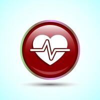 Heartbeat pulse Icon Design Illustration, Icon For Web and mobile application, Red Round Button Design vector