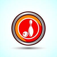 Bowling Pins And Ball Icon Design Illustration, Bowling Game Icon For Apps and Websites, Orange Shadow Button Design vector