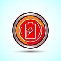 Power, Battery Icon Design Illustration, Icon For Web and mobile application, Orange Shadow Button Design vector