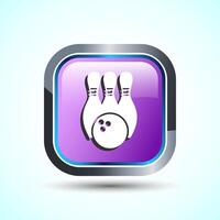 Bowling Pins And Ball Icon Design Illustration, Bowling Game Icon For Apps and Websites, Pink Color Square Button Design vector