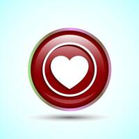 Love Icon Button Design Illustration, Heart Sign Red Button Design vector