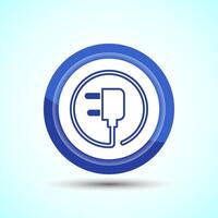 Electricity, Power, Plug Icon Design Illustration, Icon For Web and mobile application, Blue Color Button Design vector