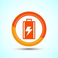 Power, Battery Icon Design Illustration, Icon For Web and mobile application, Orange Color Button vector