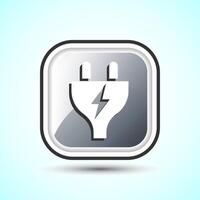 Electricity, Power, Plug Icon Design Illustration, Icon For Web and mobile application, Gray Color Square Button Design vector