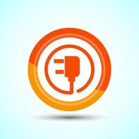 Electricity, Power, Plug Icon Design Illustration, Icon For Web and mobile application, Orange Color Button Design vector