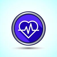 Heartbeat pulse Icon Design Illustration, Icon For Web and mobile application, Blue Button Design vector