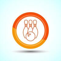 Bowling Pins And Ball Icon Design Illustration, Bowling Game Icon For Apps and Websites, Orange Color Button Design vector