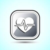 Heartbeat pulse Icon Design Illustration, Icon For Web and mobile application, Gray Square Button Design vector