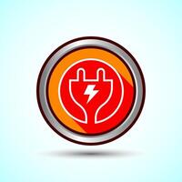Electricity, Power, Plug Icon Design Illustration, Icon For Web and mobile application, Orange Shadow Button Design vector