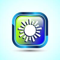 Sun Icon Design Illustration Blue Square Button Design vector