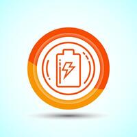Power, Battery Icon Design Illustration, Icon For Web and mobile application, Orange Color Button Design vector