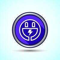 Electricity, Power, Plug Icon Design Illustration, Icon For Web and mobile application, Blue Shadow Button Design vector