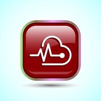 Heartbeat pulse Icon Design Illustration, Icon For Web and mobile application, Red Square Button Design vector