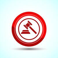Gavel Icon Design Illustration, Legal and Justice Law Icon For Apps and Websites, Red Color Button Design vector