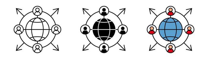 Global network connection icon collection. Modern design isolated on white background. vector
