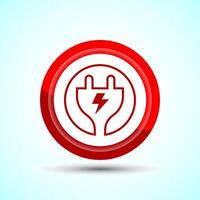 Electricity, Power, Plug Icon Design Illustration, Icon For Web and mobile application, Red Color Button Design vector