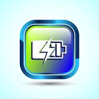 Power, Battery Icon Design Illustration, Icon For Web and mobile application, Glossy Square Button Design vector