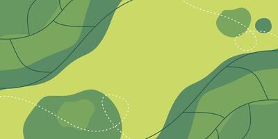 Tropical background green abstract shapes, waves and leaves pattern with empty space for text. Template for banner, poster, social media vector