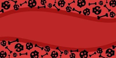 Halloween theme red background with copy space area, design with skull head pattern. template for banner, greeting card, flyer, social media, presentation, web. vector