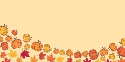 Autumn background with copy space area, Design with Pumpkin and Maple Leaf pattern. Template for banner, greeting card, flyer, social media, presentation, web vector