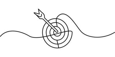 continuous one line drawing of target icon. abstract line art illustration of archery target symbol. vector