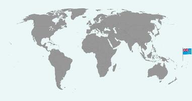 Pin map with Tuvalu flag on world map. illustration. vector