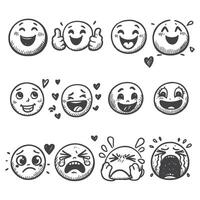 Emoji Set Simple and Expressive Face Icons vector