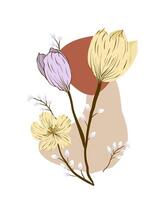 abstract flora simple background. hand draw illustration. minimal trendy style with cop space for texture. illustration for your design vector