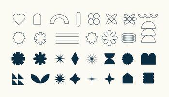 flat design monochrome black and white basic shape collection set vector