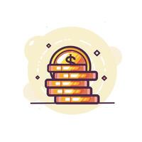 Stylized stack of gold coins with dollar sign, illustrating wealth and financial growth in a minimalist icon design. vector