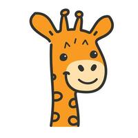 Cute cartoon giraffe with a playful smile on a white background. vector