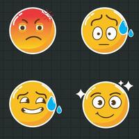 illustration of collection of emoticon icons with various facial expressions. Consisting of emotions such as happiness, sadness, anger, and surprise, it is suitable for modern digital design. vector