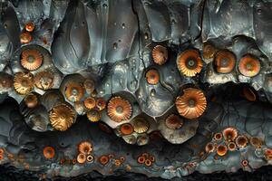 Abstract Organic Patterns and Geometric Shapes in Deep Oceanic Colors for Artistic Design and Digital Artwork photo