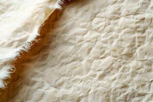 Textured Crumpled Sheet with Frayed Edges - Ideal for Backgrounds or Craft Projects photo