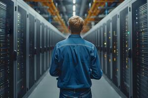 IT Technician in Data Center Server Room - Technology, Cybersecurity, Networking, and Infrastructure photo
