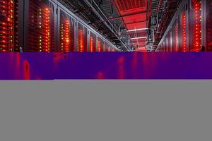 Modern Data Center with Illuminated Server Racks - Technology Infrastructure for Cloud Computing and Digital Information Security photo