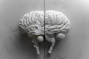 Abstract Concept of Mental Health Crumbling Brain Illustration Highlighting Psychological Issues and Decay photo