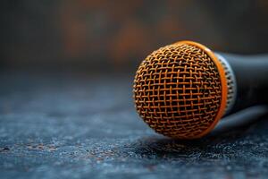 Closeup of a Vintage Microphone on Artistic Textured Background - Stock Photo for Music and Performance Design