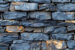 Rustic Slate Stone Wall Texture for Background or Building Design photo