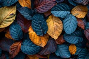 Vibrant Autumn Leaves in Multicolor Array - Perfect for Nature-Themed Prints and Designs photo