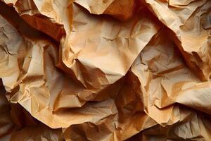 Abstract Crumpled Brown Paper Texture for Background, Design, or Artistic Projects photo