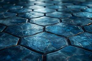 Hexagonal Blue Stone Tile Surface Abstract Background for Design and Architecture photo