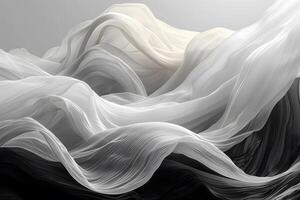 Abstract Flowing Fabric Waves in Monochrome Palette - Modern Art for Design, Print, Card, Poster photo