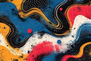 Abstract Colorful Swirl Pattern with Dots and Splashes - Modern Art Design for Prints and Posters photo